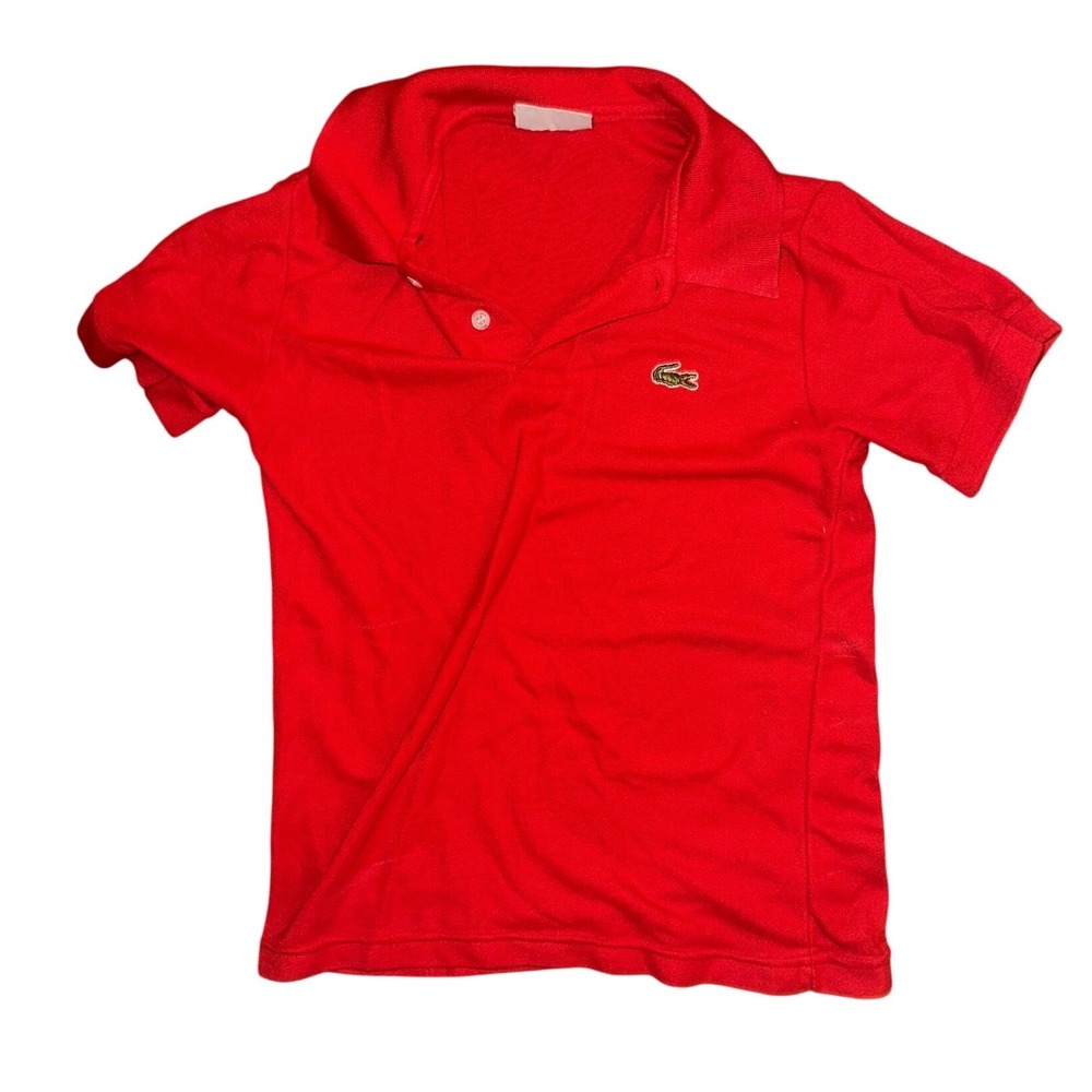 Vintage Chemise Lacoste Red Polo Shirt Womens Small‎ Short Sleeve Pique Knit